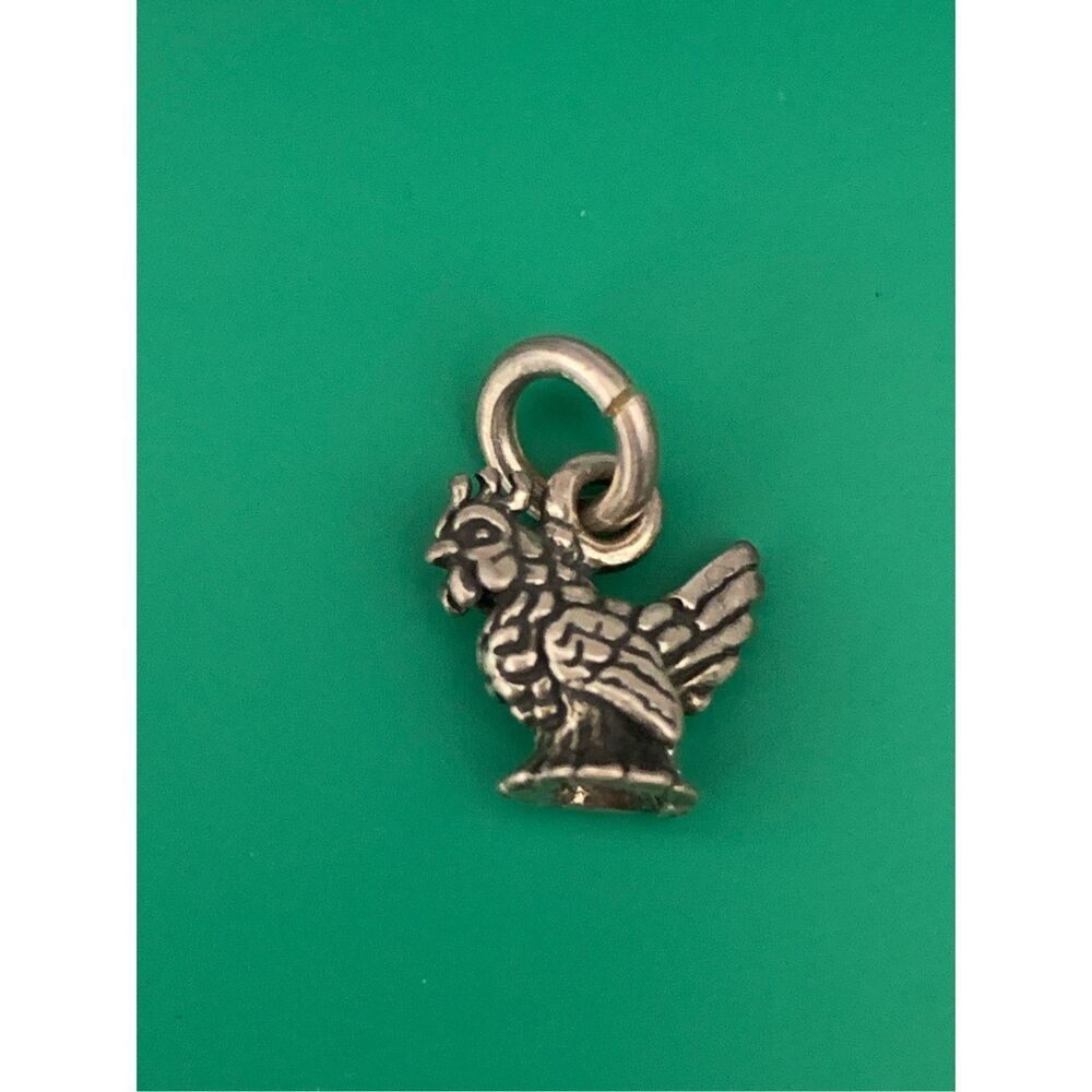 Small Rooster Sterling Silver Jewelry Charm #farm